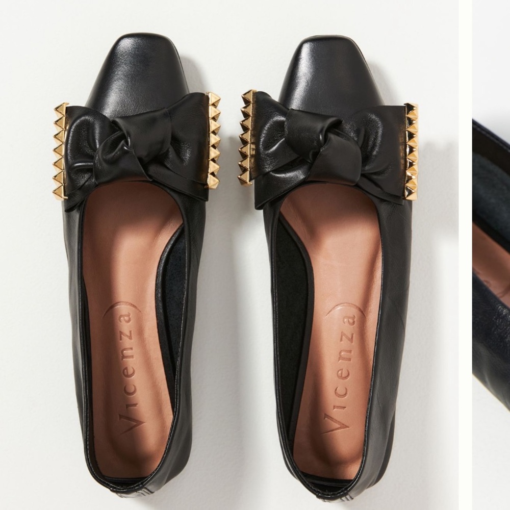 NWOT Anthropologie Vicenza Bow Square Toe Ballet Flats - Picture 2 of 5